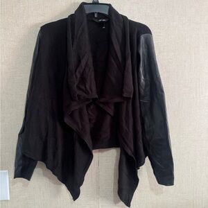 Simply Vera Vera wang women’s open front faux leather sleeve cardigan